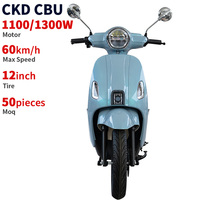 Moto électrique pas chère CKD SKD 12 pouces, 1100/1300W, vitesse 60 km/h, scooter électrique à 2 roues, cyclomoteur avec pédales