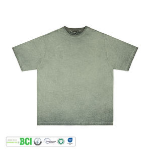 Camiseta Oversize Corta de Algodón y Poliéster de Alto Gramaje (280 g/m²) para Hombre, Estilo Urbano, Ecológica, de Secado Rápido, Transpirable y con Efecto Desgastado por el Sol - Product Image 1