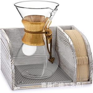 กล่องเก็บกระดาษกรองกาแฟไม้ สีเทา สีทึบ มีช่องสำหรับการชงกาแฟแบบกรอง - Product Image 5