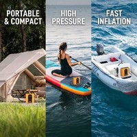 Hoge druk plastic elektrische luchtpomp met ingebouwde batterij, LED-display, draagbaar voor SUP board, opblaasbare kajak, opblazen/leeglaten