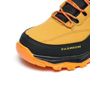 Men Safety Shoes High Top Microfiber Leather Breathable Mesh Anti Impact Anti Slip Shock Resistant Work Shoes Yellow 8501 - Product Image 1