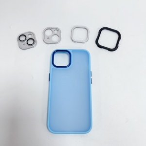 Matte Skin Cảm Giác Kim Loại Ống Kính Khung Điện Thoại Trường Hợp Đối Với <span class=keywords><strong>iPhone</strong></span> 15 Pro 14 Cộng Với 12 13 11 Pro Max Chống Sốc Bumper Cứng PC Bìa Shell - Product Image 2