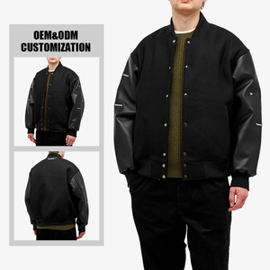 Nhà Máy Trực Tiếp Tùy Chỉnh Người Đàn Ông Của Hip Hop Không Có Áo Sang Trọng Màu Đen Da Áo Khoác Thân Thiện Với Môi Chenille Thêu Letterman - Product Image 2