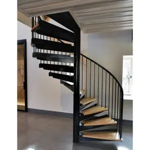 Escaleras de madera curvadas en espiral, acero inoxidable, el mejor precio