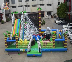 Nhiệm vụ nặng nề PVC Inflatable nhiệt đới sân chơi, đa hoạt động trả lại nhà với leo tường và trượt - Product Image 1