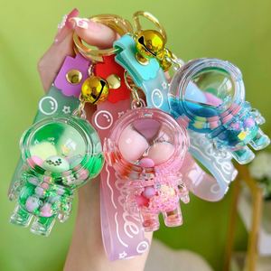 Kawaii Girl Boy Keyring Holder Creative Floating Oil Acrylic Bagpack Pendant Car <b>Key</b> <b>Ring</b> Cute Liquid Astronaut Keychain - Product Image 1