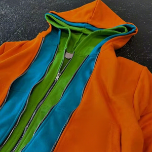 Sweat à capuche unisexe épais et surdimensionné en molleton de coton <span class=keywords><strong>orange</strong></span>, zippé, style streetwear, haute qualité, <span class=keywords><strong>triple</strong></span> couche, coupe ample - Product Image 3