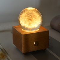 Lovebay Festival cadeaux fleur séchée naturelle vraies fleurs boule de cristal lumière LED haut-parleur puissance Rechargeable pour la décoration de la chambre