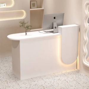 Mostrador de Recepción Moderno y Minimalista de Madera y Metal para Salón de Belleza, Bar, Color Personalizado - Product Image 1