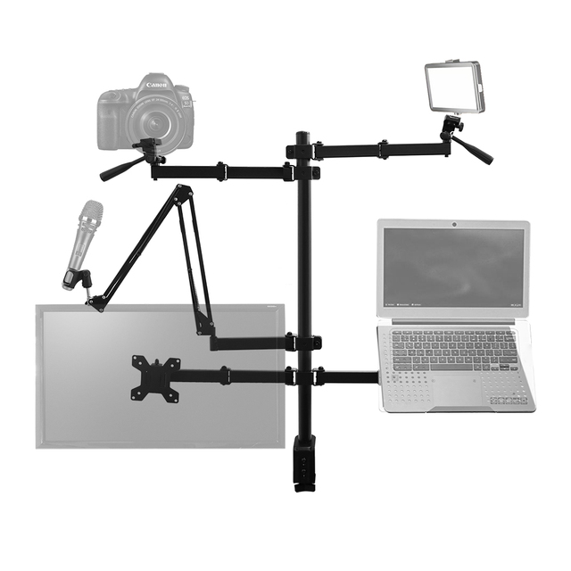 MG Microphone Notebook Double Screen Live Video Camera Head Computer Monitor Stand Heighten Multi Position Mobile Phone Stand