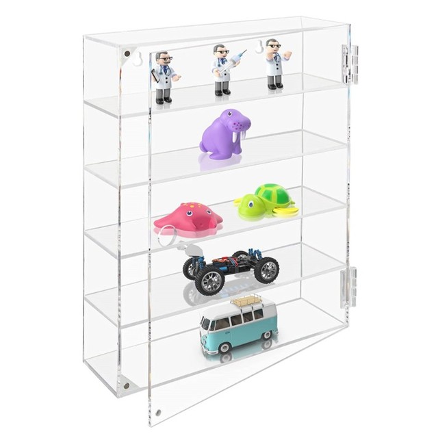 Clear 5 Tier Display Case Hanging Acrylic Display Case with 5 Shelves Display Case for Toys Figures