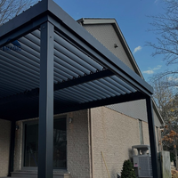 Pergola bioclimatique motorisée en aluminium avec toit à lames orientables, télécommande magique, pour jardin, arches, tonnelles, pergolas
