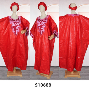 H & D S10688 africano tradicional Rich Bazin <span class=keywords><strong>mujeres</strong></span> vestido rojo mujer de talla grande traje de boda - Product Image 2