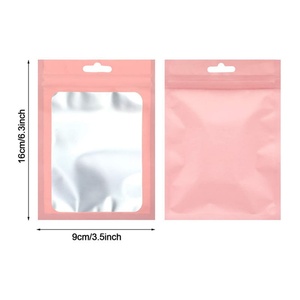 In Stock Custom Printed Resealable Mylar <b>Bags</b> with Window for Lip Gloss Eyelash Sample Jewelry Pink Food Packaging PE Zipper Top - Product Image 6