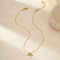Kalung Bintang Laut Mermaidcore Lapis Emas 18K Baja Anti Karat Tidak Luntur Enamel Turquoise Perhiasan Bintang Laut untuk Wanita