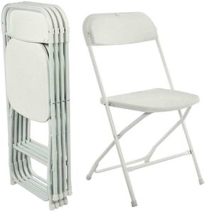 Silla de jardín plegable y portátil, sillas plegables de plástico y Metal blanco para exteriores, para eventos y bodas, venta al por mayor, modernas y apilables