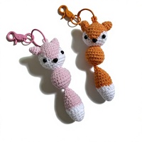 Nouveau porte-clés pendentif en peluche renard, fait main au crochet, en coton PP, imprimé en typographie - Charme de sac créatif et mignon (Influenceur)