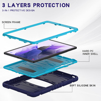 Penutup Tablet tahan guncangan seluruh tubuh anak, dengan sandaran bawaan untuk Samsung Galaxy Tab S7 FE T730 2021