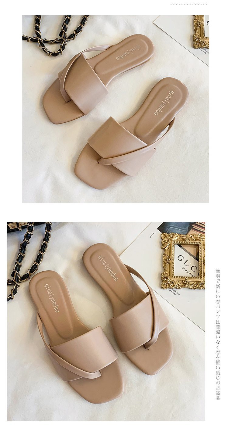 2021 Outdoor Flat Slides Slippers Non-slip Pu Flip Flops Slipper Women Summer Beach Casual Shoes