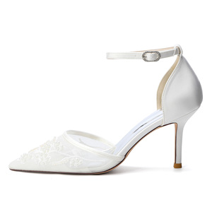 Zapatos de Novia de Primavera 2026 para Mujer, Formales, de Verano, Finos, con Tacón Alto de 8 cm, Punta Hueca, Correa en el Tobillo, Bordado de Perlas y Parte Superior de Malla - Product Image 4