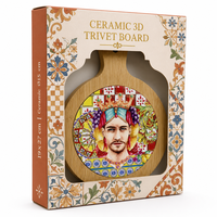 Vente en gros OEM Plaque de cuisson en céramique 3D dorée en relief motif bambou 19x27cm, design personnalisé, résistante à la chaleur, dessous de plat, cadeau souvenir