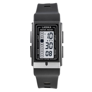 LASIKA, venta al por mayor de relojes deportivos digitales de lujo, pantalla <span class=keywords><strong>LCD</strong></span> con logotipo personalizado, resistente al agua, caja cuadrada, cronómetro de banda de plástico - Product Image 5