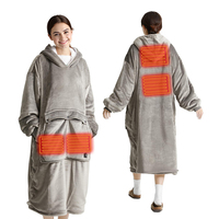 Couverture chauffante portable en gros, couverture électrique à capuche en polaire douce, température réglable, portable, pour l'hiver et l'extérieur, OEM ODM