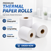 Gulungan Kertas Thermal Tunggal 57x40mm/57x50mm/80x60mm Lebar Panjang Diameter Inti Dapat Disesuaikan 100% Pulp Kayu Virgin OEM