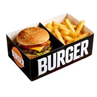 Boîte à hamburger en papier kraft imprimée sur mesure, emballage alimentaire biodégradable et écologique avec logo pour sandwich à emporter