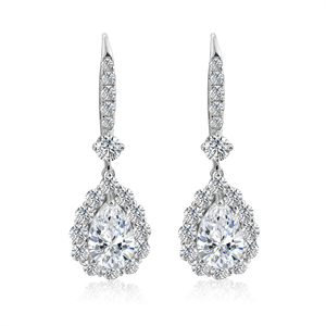 Luxurious18K White <b>Gold</b> Pendant Earrings Pear Shape DEF VVS Moissanite Diamond Pass Diamond <b>Tester</b> Fine Earrings Original Design - Product Image 1