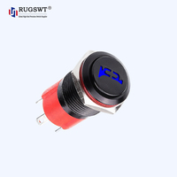 Hochwertiger 19mm Schwarzer Metall-Druckknopfschalter mit LED-Ring CE RoHS Silberkontakt Vergoldeter Stift für Spielautomaten