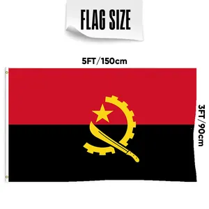3x 5英尺安哥拉国旗横幅聚酯织物，带3层双面和两个黄铜索环墙壁，可处理户外装饰