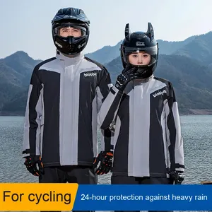 Men's Adult Single Full-Body Motorcycle Riding <strong>Raincoat</strong> and Pants Set Waterproof Storm-Level <strong>Nylon</strong> Material for Travel Hiking - Product Image 2