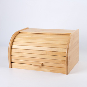 Bamboo Bread Box 35x25x20cm Roll Top Freshness Preservation <b>Kitchen</b> Storage - Product Image 1