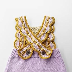 Mignon et doux bébé garçon et fille fait à la main automne <span class=keywords><strong>Crochet</strong></span> <span class=keywords><strong>combinaison</strong></span> bébé tricots - Product Image 3
