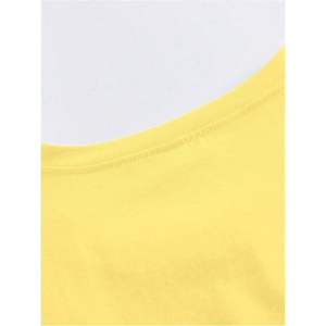 Camiseta Personalizada de Cuello Redondo Amarilla para Mujer, Manga Corta, 100% Algodón, Jersey Transpirable, Top de Verano - Product Image 1
