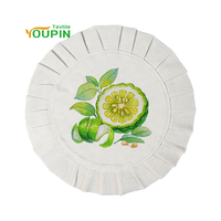 Vente en gros d'usine, sets de table festonnés de 16 pouces, sublimation par transfert thermique, coton et lin, sets de table ronds à volants pour la décoration de table à la maison