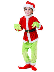 Costumes de Noël en gros : Ensembles de vêtements, chapeaux et gants de monstres elfes verts pour enfants, tenues de performance pour fêtes de Noël - Product Image 2