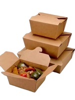 Wegwerp Kraftpapier Doos Rechthoekige Lunchbox Afhaallunch Fast Food Papieren Doos Eco Vriendelijk