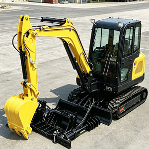 Mini-excavatrice sur chenilles de 3 tonnes avec cabine fermée, moteur hydraulique, pour travaux de jardinage - Product Image 1