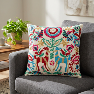 Housse de coussin décorative en gros, motif animal brodé, zèbre mexicain Otomi - Product Image 2