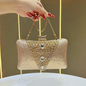 Nouvelle pochette de soirée pour femme, style européen et américain, avec motif en strass incrusté de diamants, bandoulière chaîne, modèle Tanjing - Product Image 1