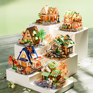 Blocs de construction ABS compatibles transfrontaliers pour la construction de maisons en plastique sur le thème de la forêt, de maisons <span class=keywords><strong>dans</strong></span> <span class=keywords><strong>les</strong></span> <span class=keywords><strong>arbres</strong></span> et de moulin à vent, <span class=keywords><strong>avec</strong></span> vue sur la rue, faits à la main - Product Image 4