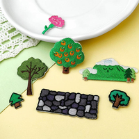 Nouvel autocollant en tissu brodé mignon de dessin animé, autocollant en tissu brodé DIY, patch en tissu brodé motif plante et arbre