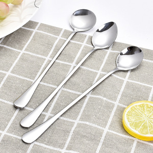 Stainless Steel Stirring <b>Spoon</b> Extra Long Handle <b>Coffee</b> <b>Spoon</b> For Travel Student Use Solid Color Eco Friendly - Product Image 1