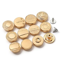 Boutons et rivets en métal Zamac pour jeans et vêtements en denim, avec logo personnalisé et motif plaqué or.