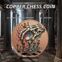 Pièces d'échecs en cuivre pur 999 de 1 oz et 5 oz, série squelette, style graffiti, impression UV en relief 3D, cadeau créatif, artisanat métallique