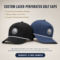 Casquette de golf personnalisée OEM ODM avec patch brodé, perforations laser, respirante, avec cordon, vente en gros