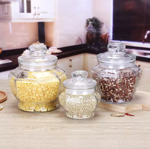 Bocal <span class=keywords><strong>en</strong></span> verre gaufré à rayures de 2000ml/650ml avec couvercle pour le stockage des <span class=keywords><strong>cornichons</strong></span> et des fruits secs, idéal pour les cadeaux, vente <span class=keywords><strong>en</strong></span> gros - Product Image 2