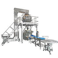 Ligne d'emballage verticale entièrement automatique 10-500g pour snacks, aliments soufflés, noix, aliments pour animaux de compagnie avec peseuse multi-têtes et contrôleur de poids